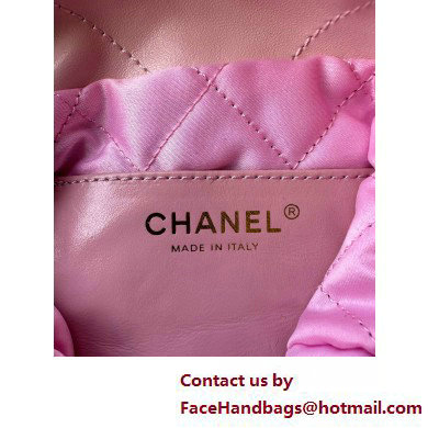 Chanel Shiny Calfskin Patchwork  &  Gold-Tone Metal CHANEL 22 Mini Handbag AS3980 Light Pink  &  Light Purple